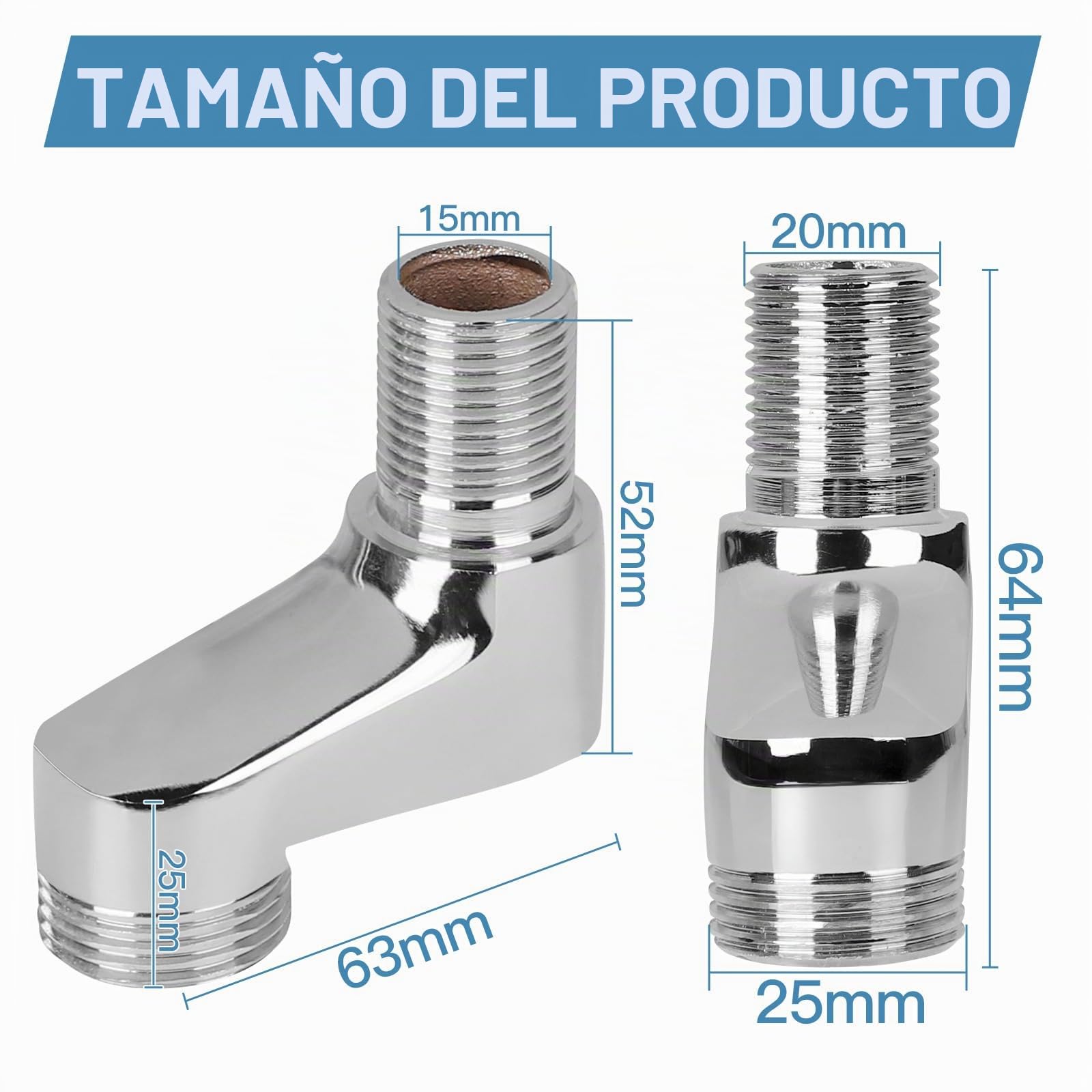LALAGO 2 piezas Conexión en S G1/2 a G3/4, Prolongación de Grifo Alcance Ajustable 75-225mm, Adaptador para Grifería de Ducha Latón Macizo para Grifos Murales de pie de Garra Bañeras