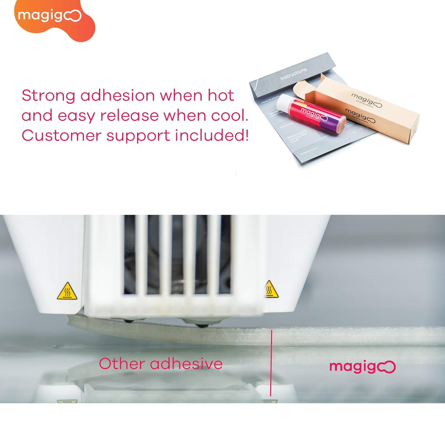 review Magigoo MO2016 All-in-One 3D Printer Adhesive Glue, Reduces Warping for ABS, PLA, PETG, Hips and TPU Filament on Glass, PEI, Buildtak, Kapton 50ml, 1.69 fl. oz.