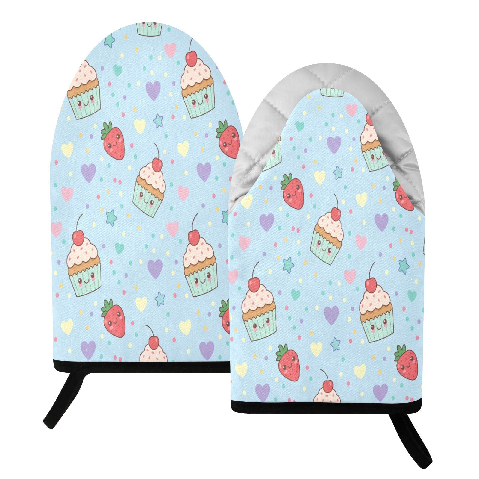 BURSTDDY Strawberry Cake Oven Mitt,Heat Resistant Kitchen Mitts for Cooking