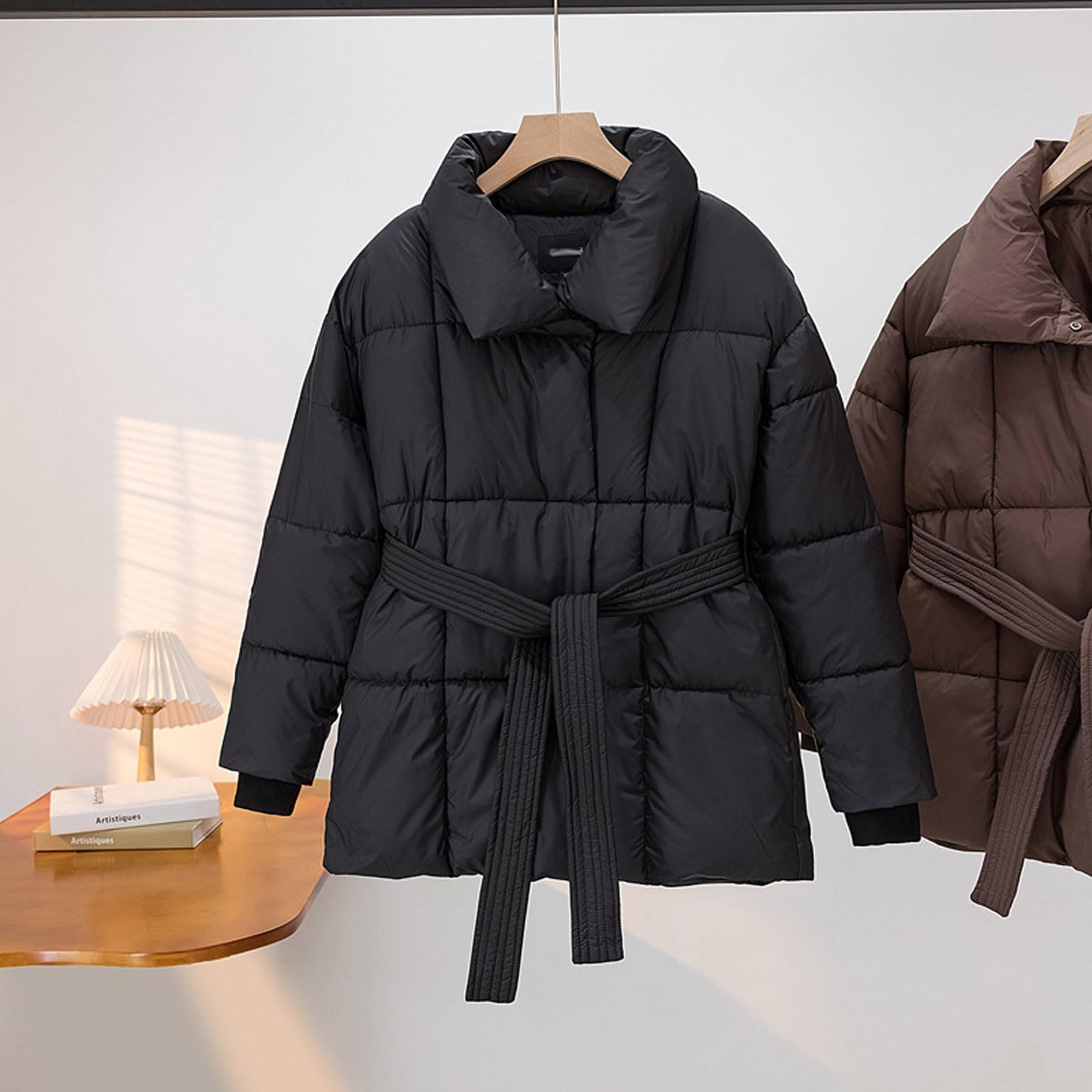 Chaqueta Mujer Abrigo Entretiempo Invierno Cazadora Plumiferos，Chaqueta de invierno para mujer moderna 2026 abrigo acolchado holgado con cremallera cordón ajustable mangas largas y múltiples bolsillo