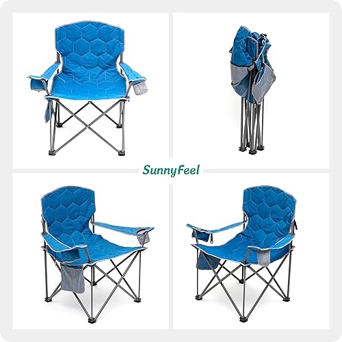 Miniatura 7 de SUNNYFEEL Silla de campamento XXL de gran tamaño, resistente, 500 libras, para personas grandes y altas de más de 6 pies 4 pulgadas, acolchada,