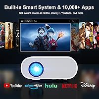 Vista 2 de Proyector inteligente ANSI 1500, proyector HOMPOW 4K con WiFi y Bluetooth, mini proyector, sistema de transmisión integrado, proyector