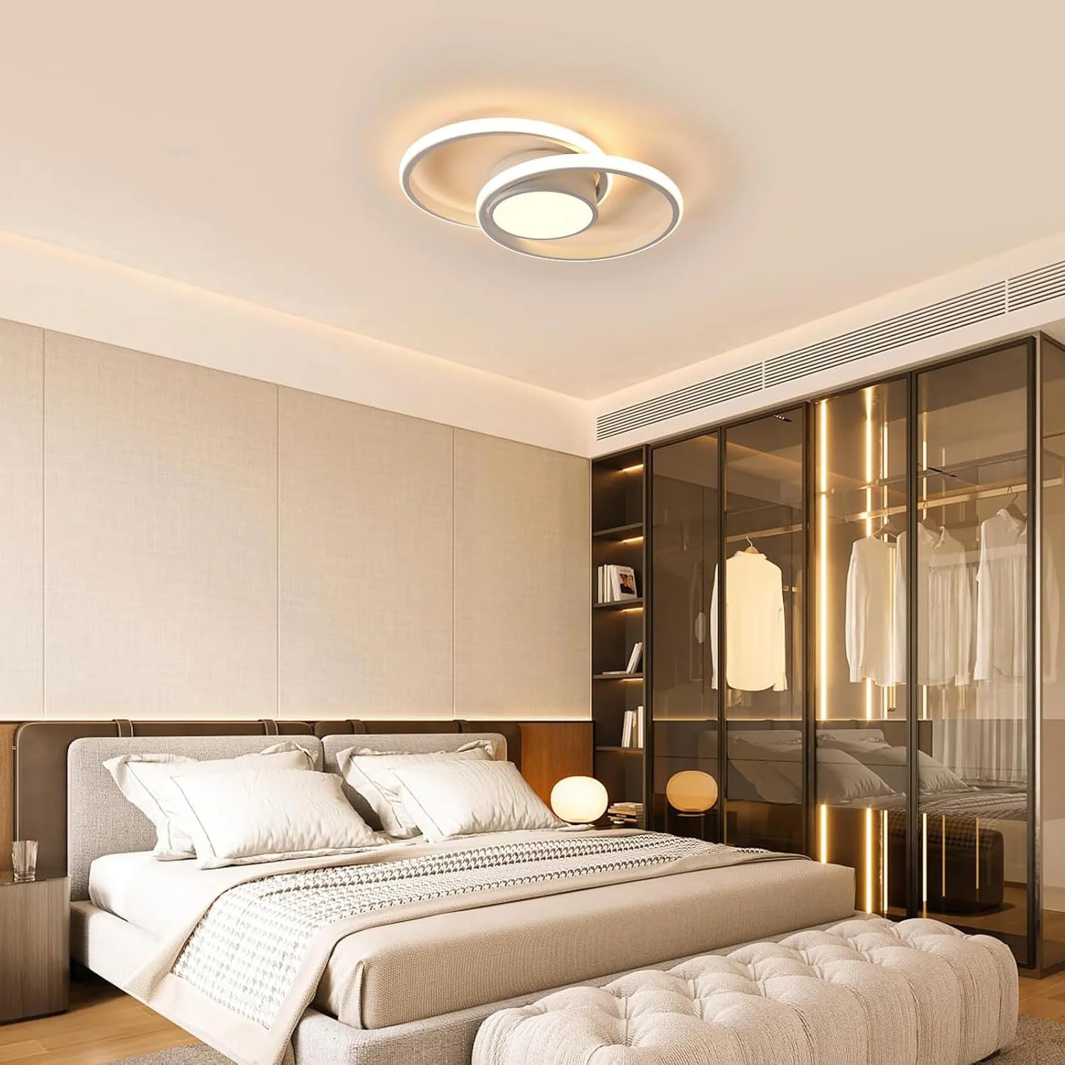 DELIPOP Plafoniera LED Dimmerabile, 40W 3980LM Lampada da Soffitto Moderna con Telecomando 3000K-6500K, Lampadario LED Soffitto per Camera da Letto Soggiorno Cucina Corridoio Ufficio, Bianco