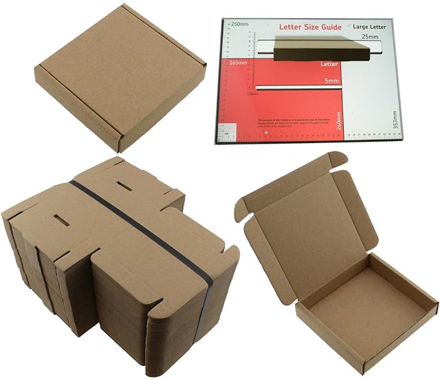 500 x BROWN CARDBOARD BOX SQUARE, SIZE: 10cm x 10cm x 2cm. SHIPPING MAILING PIP LARGE LETTER