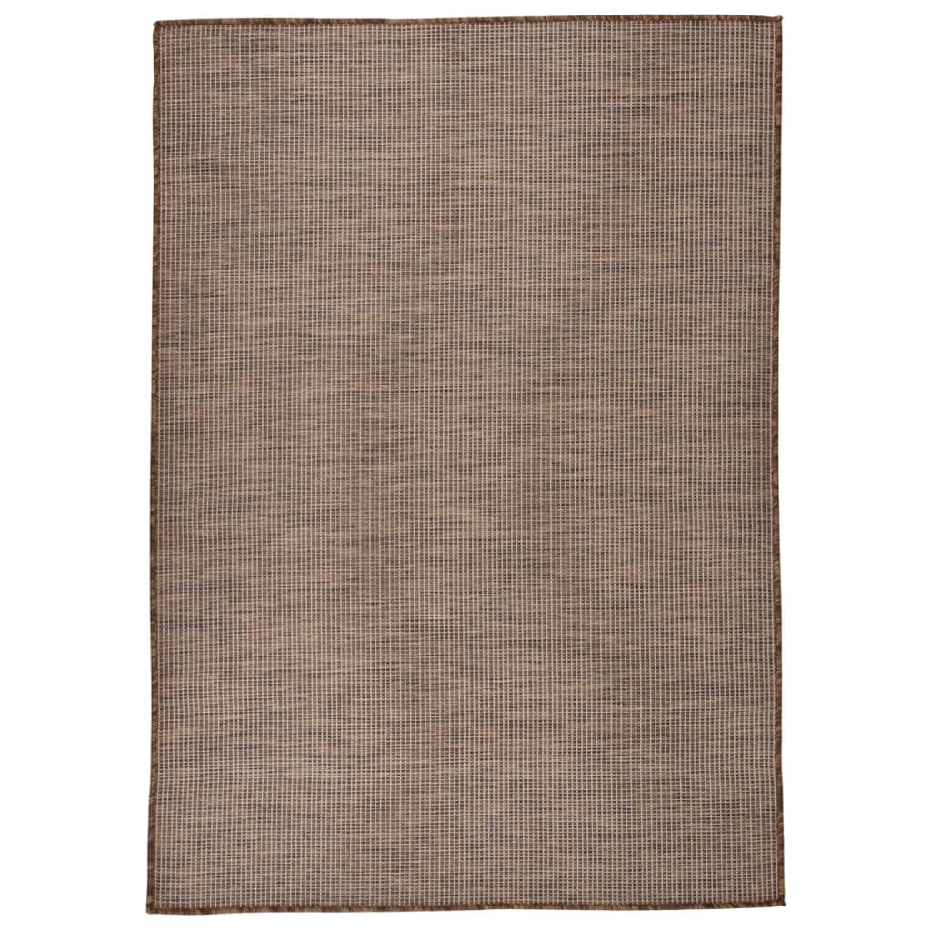Dywan outdoorowy, płaski splot, 160 x 230 cm, brązowy, odporny na promieniowanie UV, wytrzymały polipropylen, odporny na warunki atmosferyczne, na taras, balkon, do salonu, łatwy w