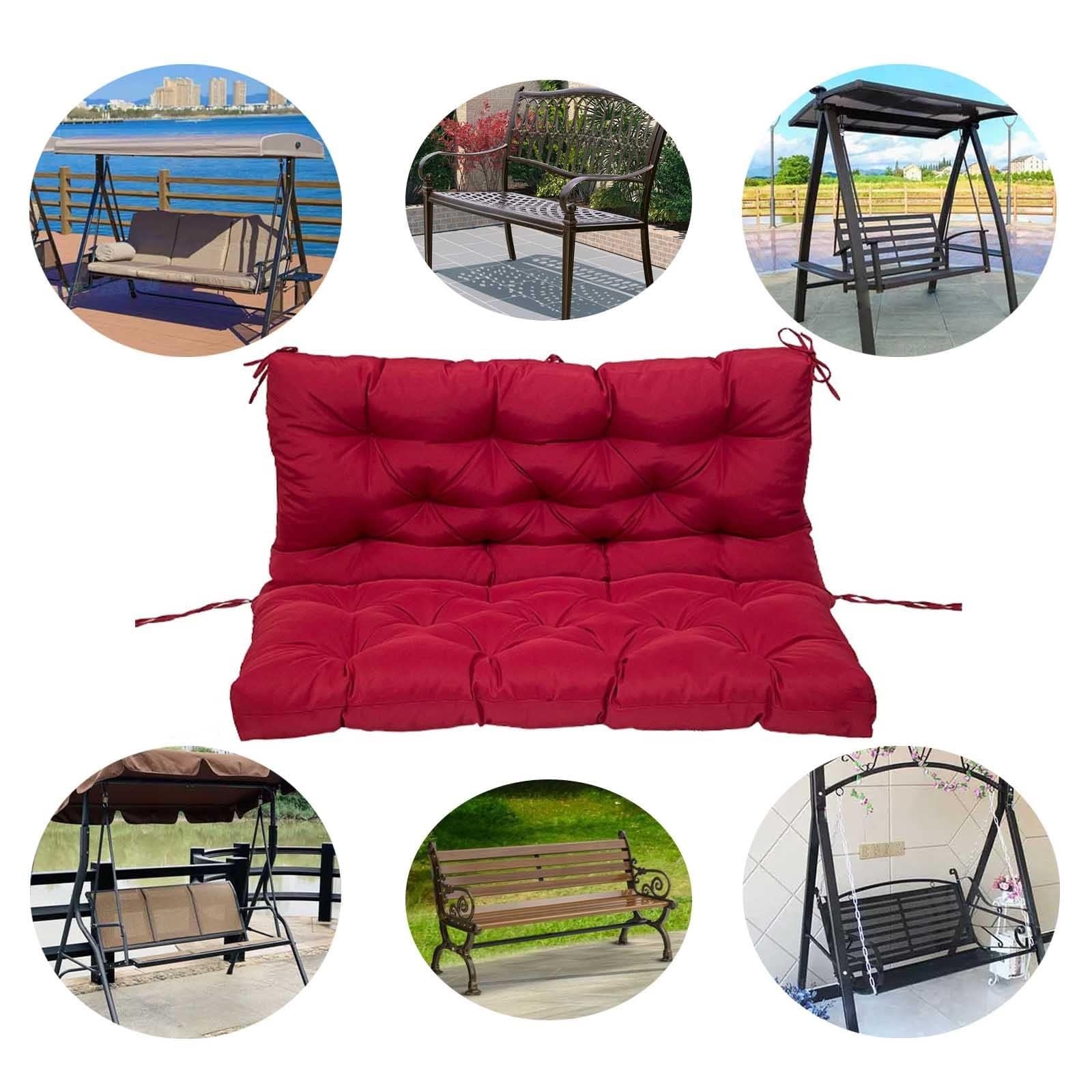 Cuscini impermeabili per dondolo da giardino con schienale, di ricambio, per panca da 2 o 3 persone, per esterni, patio e portico, in tessuto di pelliccia, colore rosso vino, 120 x 100 cm