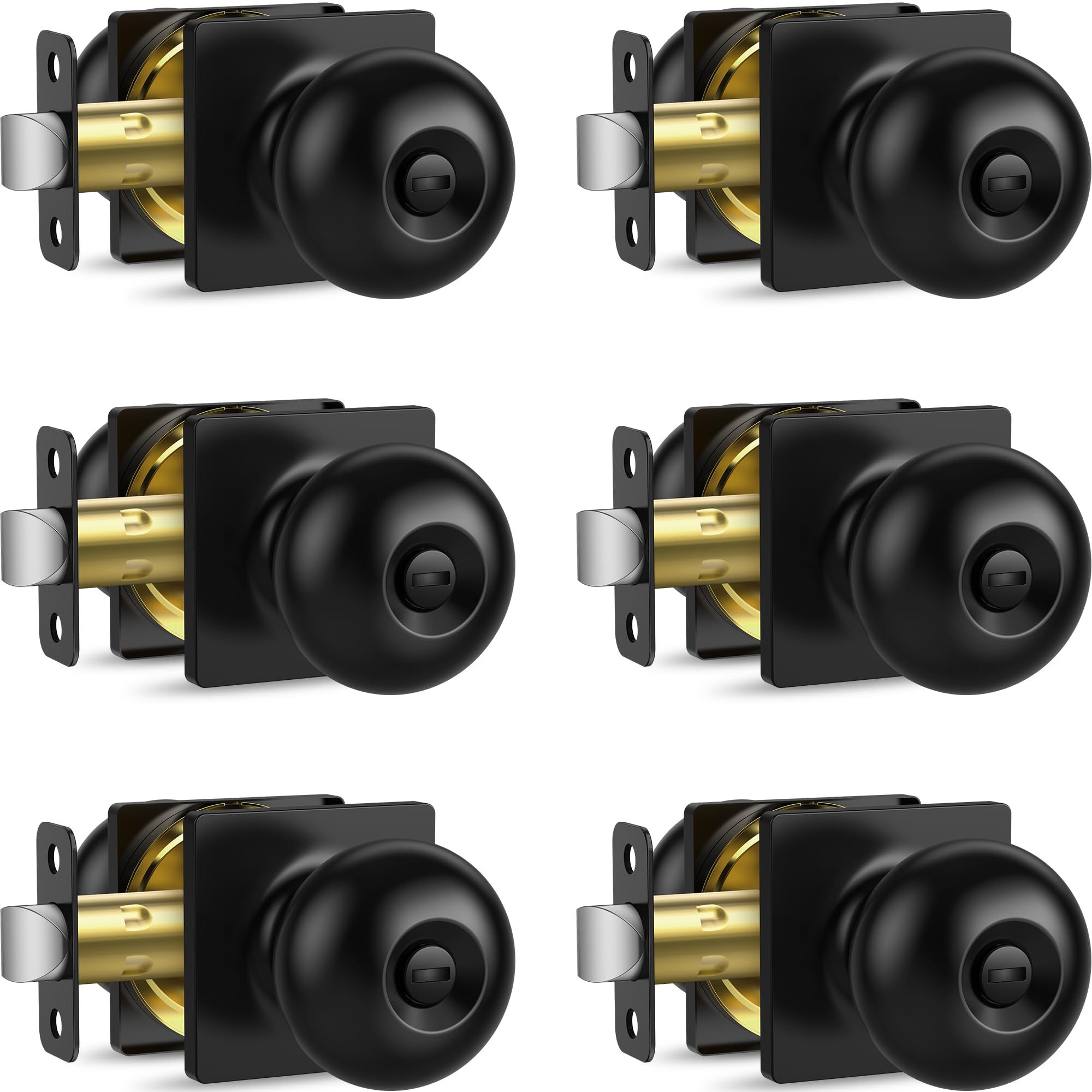 Matte Black Privacy Door Knobs - 10 Pack -10