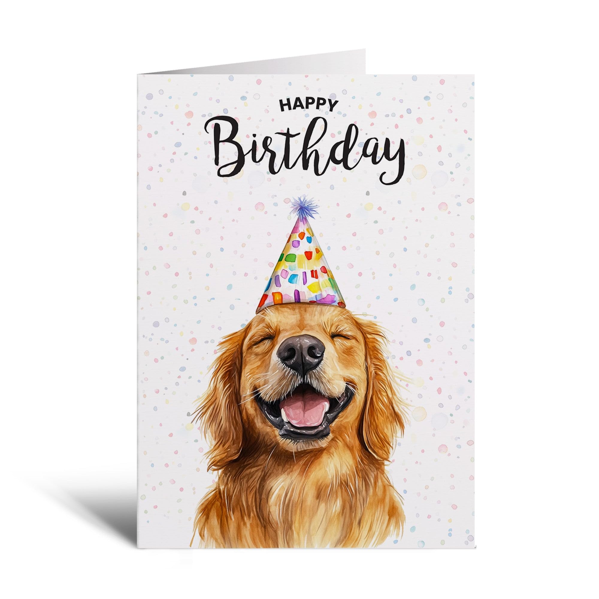 Postcard Prints - Birthday Card for Dog Lovers - Golden Retriever Illustration - 5x7 Inch - Brown Kraft Envelope300gsm Matte Finish - 4 Card Pack
