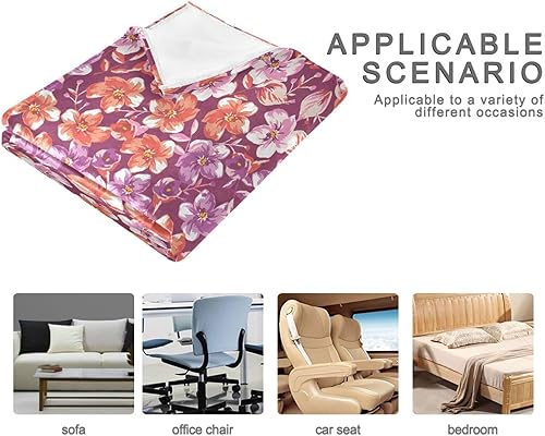 Miniatura 4 de KLL Blooming Spring Summer Meadow Flower Red Fluffy Blanket Fall Plush Travel Blankets Flannel Microfiber Throws 60"x90" for Couch, Car, Bedroom