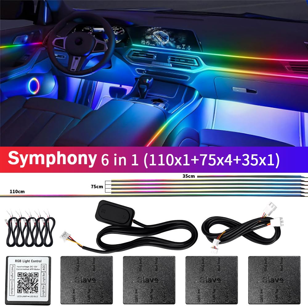 Iluminación ambiental 10 en 1 LED para interior del coche, universal