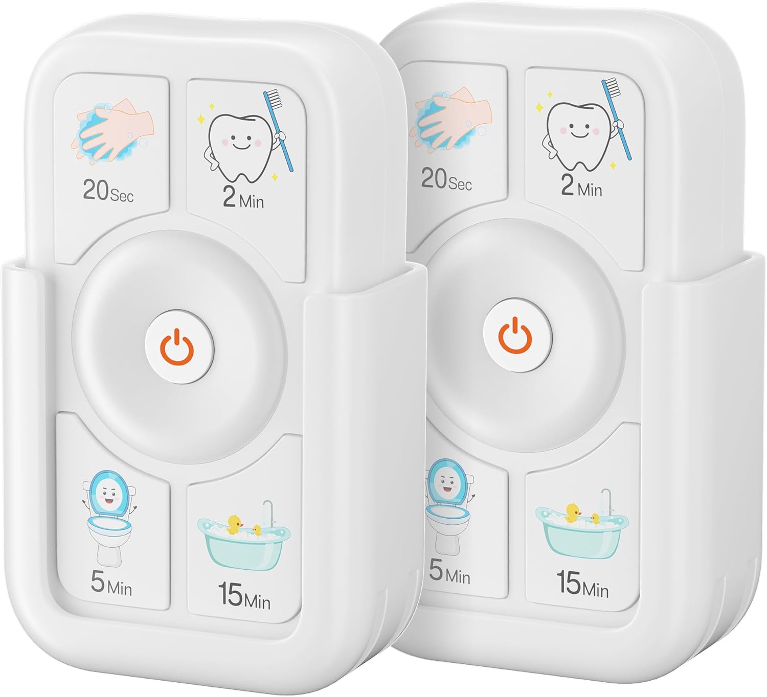Timer for Kids Brushing: 2 Minutes Teeth Brush 20 Seconds Hand Washing 5 Min Toilet 15 Min Shower, Time Management Tool for Children - 2pcs White Gifts for Kids
