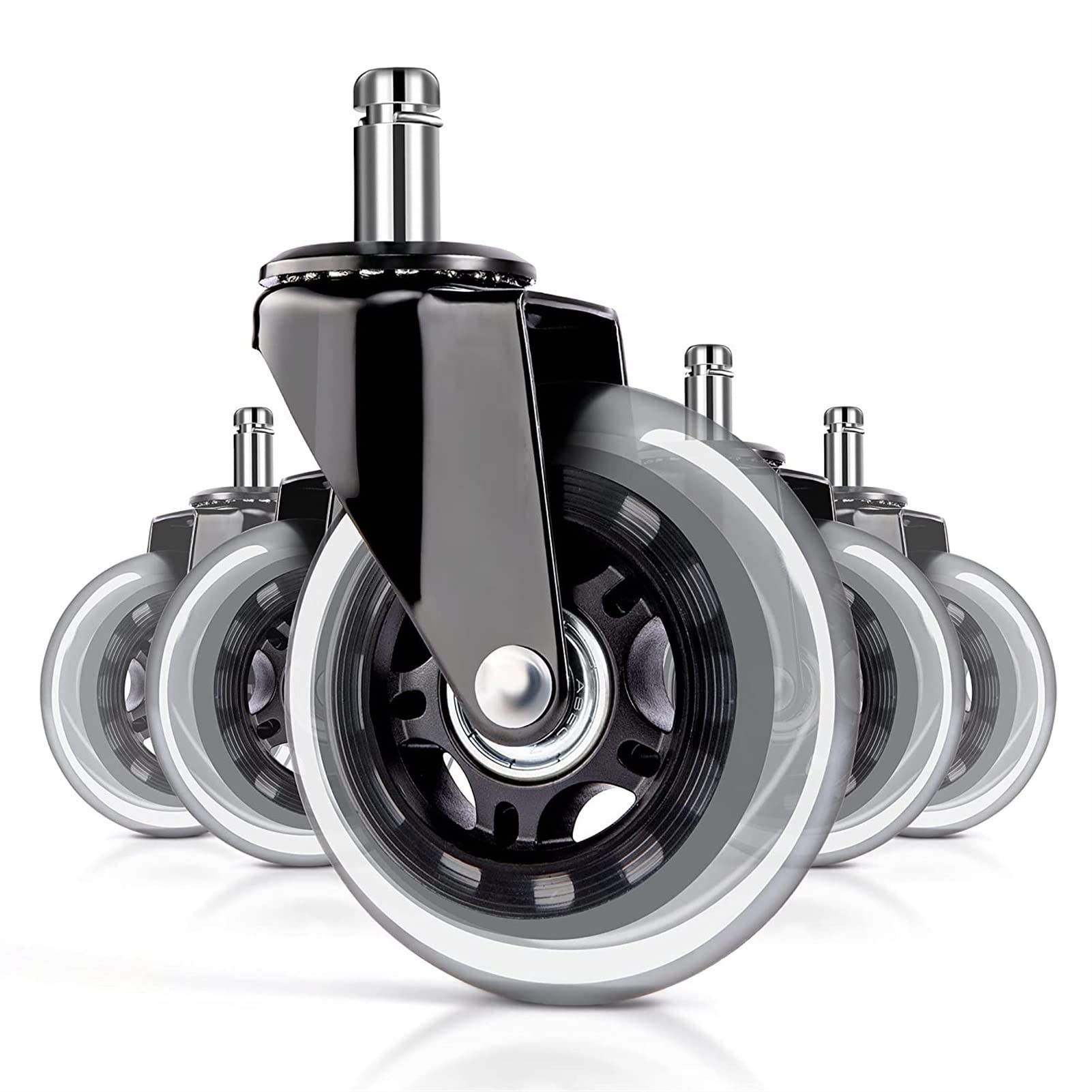 GBRJUYF 5PCS Swivel Rubber Casters for Office Chair Replace Soft Safety Rollers Gaming Chair Rollers 2.5 INCH 11MM