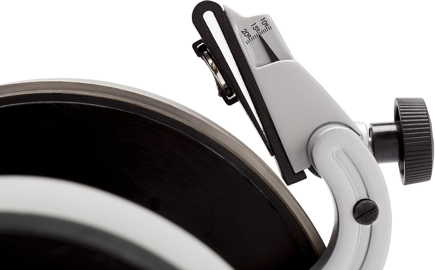 Adjustable angle setting on the Tormek T-2 knife holder.
