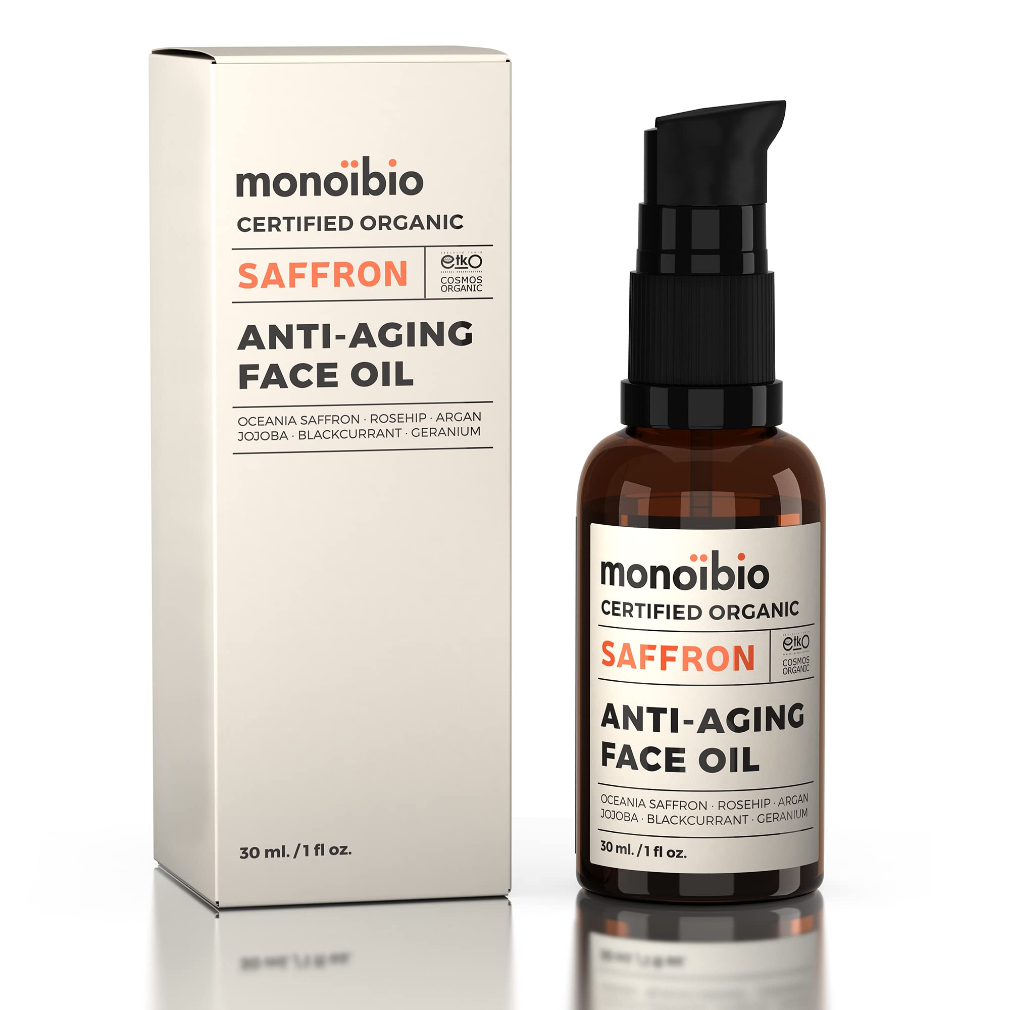 SAFFRON | Anti Aging Face Oil | Remove Lines & Wrinkles | Organic Oils | Supports Collagen Production | COSMOS Certified Organic (1 oz)