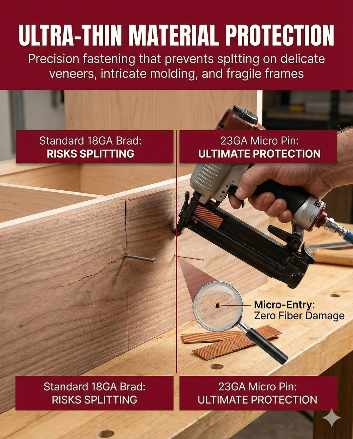 23 Gauge Pin Nails, 3000 Cts 5/8-Inch Micro Headless Piner Nails, Galvanized 23 GA Pins Nails for Nail Gun for Woodworking and Trim Work thumbnail