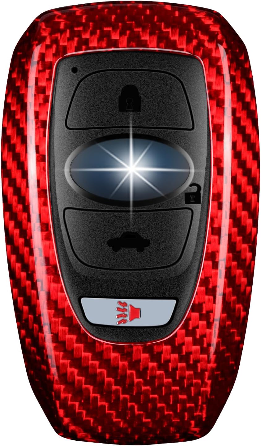 T-carbon Real Glass Fiber Compatible with Subaru Key Fob Cover,3D Texture Key Fob Protector fits for Subaru BRZ Legacy Outback Ascent Crosstrek Forester WRX Remote Key Vehicle Accessories Key Case,Red