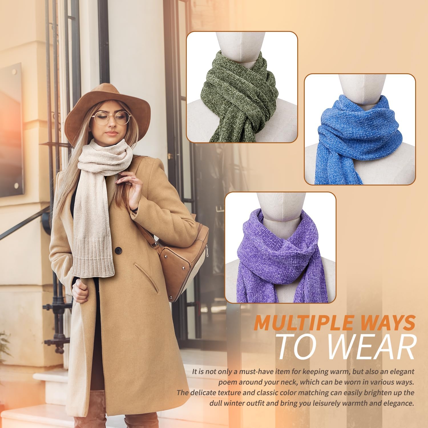 Fratres Winter Scarf Cold Weather Thick Warm Cable Knit Wraps Long Scarf for Women Fall Winter Shawl Wrap keeping warm - Image 2