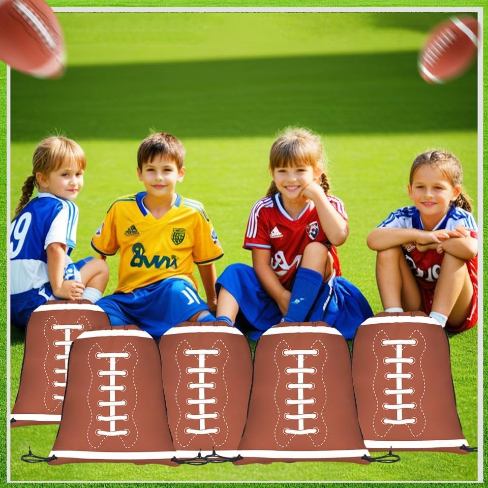 18 Pieces Football Drawstring Bags, Football Drawstring Backpacks Party Favors Cinchs Goodie Bags for Gym Party Favors Bags - Image 7