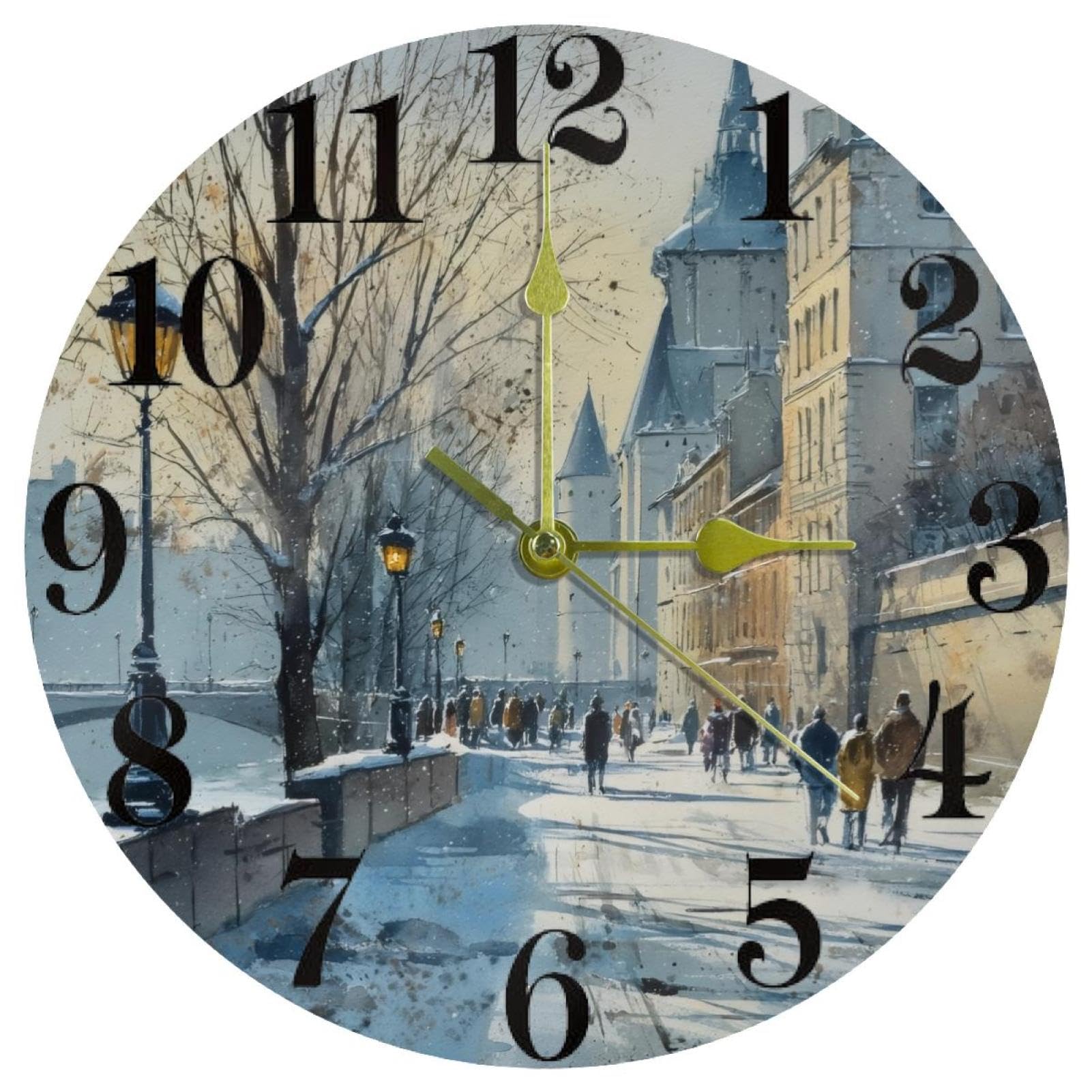 Horloge murale silencieuse à quartz d'hiver pour un salon sans tic-tac