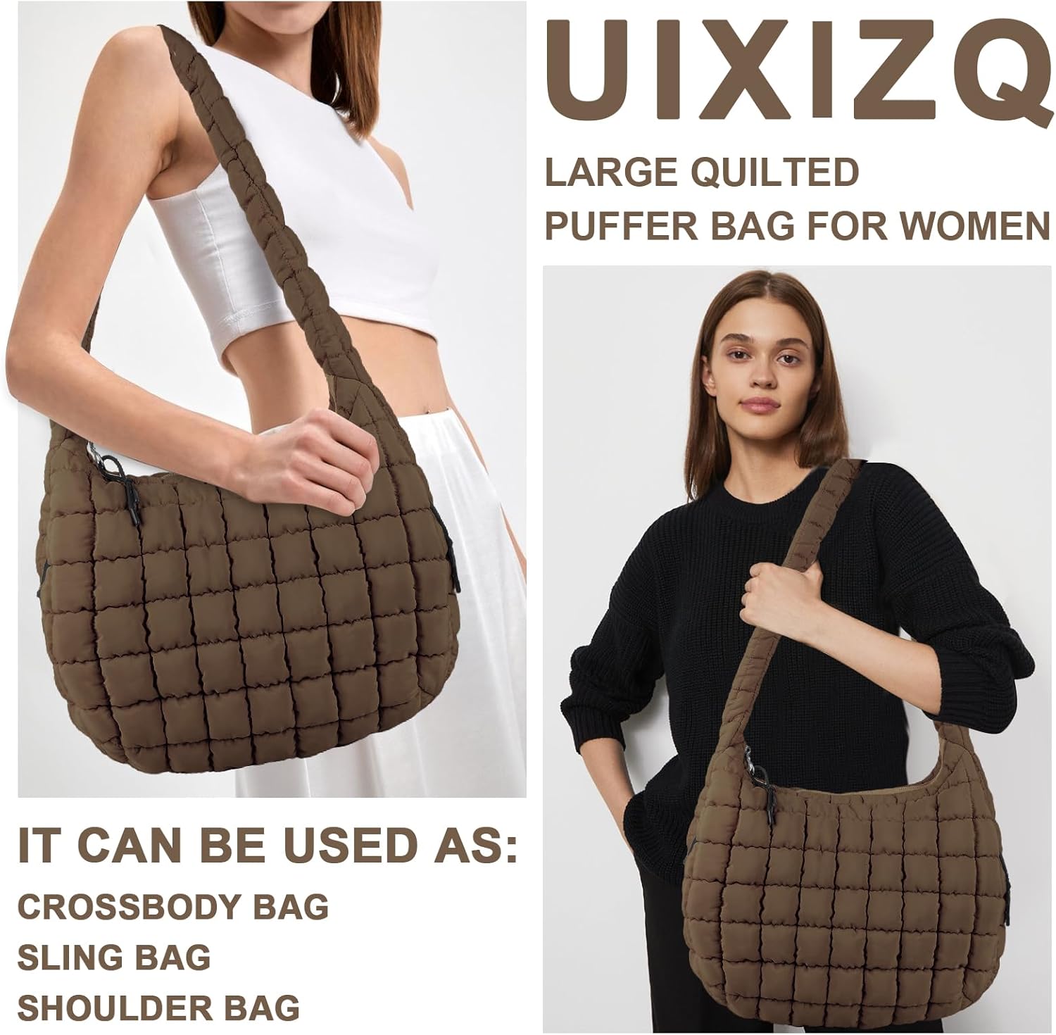 Quilted Puffer Tote Bag Purse Puffy Crossbody Shoulder Bag,Lightweight Nylon Hobo Bag Puffer Carryall Bag for Women Girl - Image 7