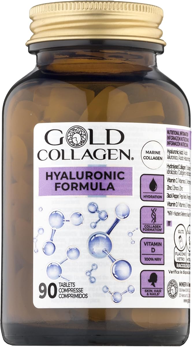 GOLD COLLAGEN Gold Collagen Hyaluronic Formula| The #1 Beauty Supplement Brand | Hydration Booster with Hyaluronic Acid, Collagen Vitamin C, Zinc for Skin Radiance, Collagen Formation, Fine Lines & Wrinkles | 90 Days