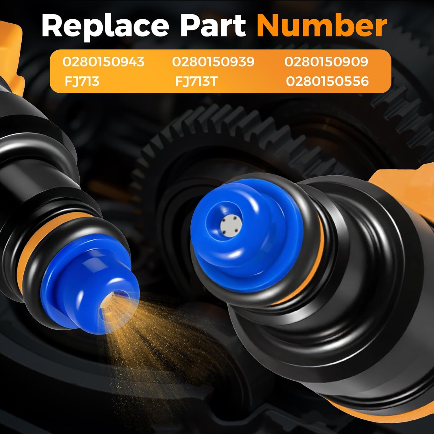 4 Holes Set of 8 Fuel Injectors - Compatible with Ford, Lincoln, Mercury Vehicles - F150, F250, F350, Mustang E150 E250 E350-4.6L 5.0L 5.4L 5.8L Replace 0280150943, 0280150939, 0280150909