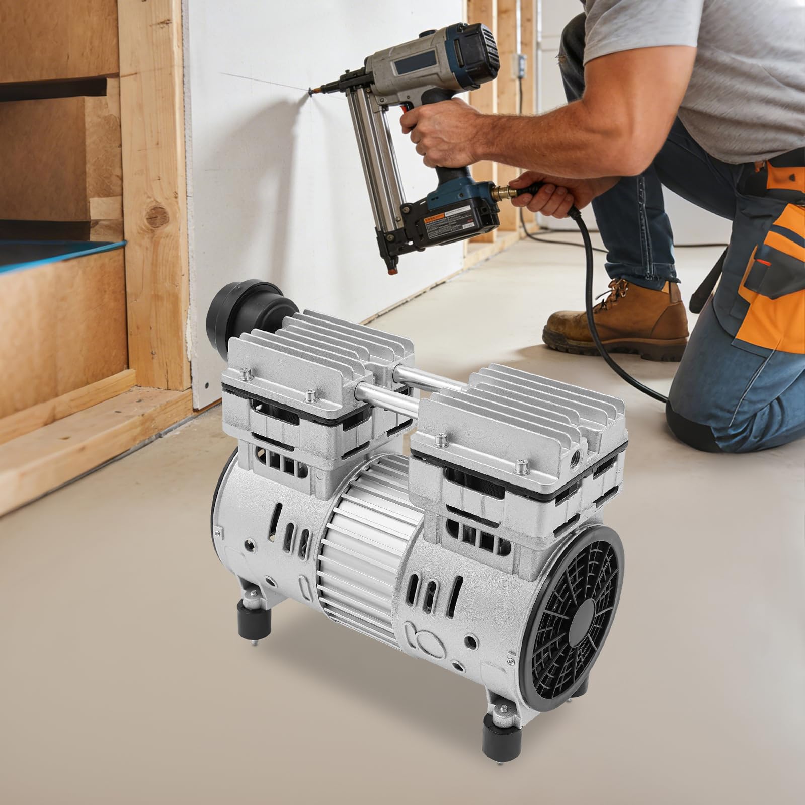 Bezolejowa głowica sprężarki 750 W 8 bar 125 l/min do warsztatu 220 V