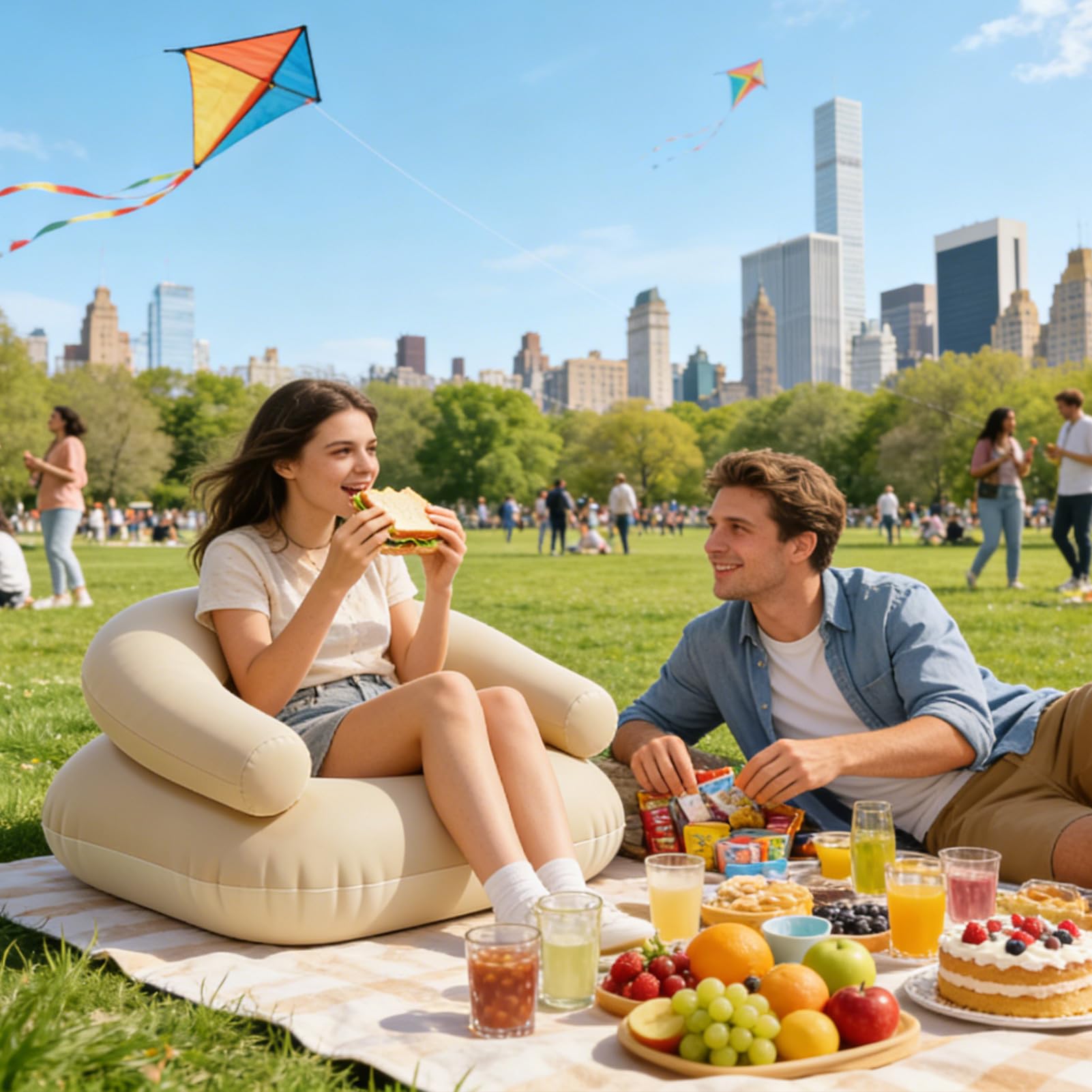 Générique Canapé Gonflable pour Camping - Mobilier à Gonflage Rapide | Siège Pliant Autogonflant,pour Le Repos, la, Le Jardin, la Plage, fêtes de Match, Les Vacances, Festivals de Musique, Les