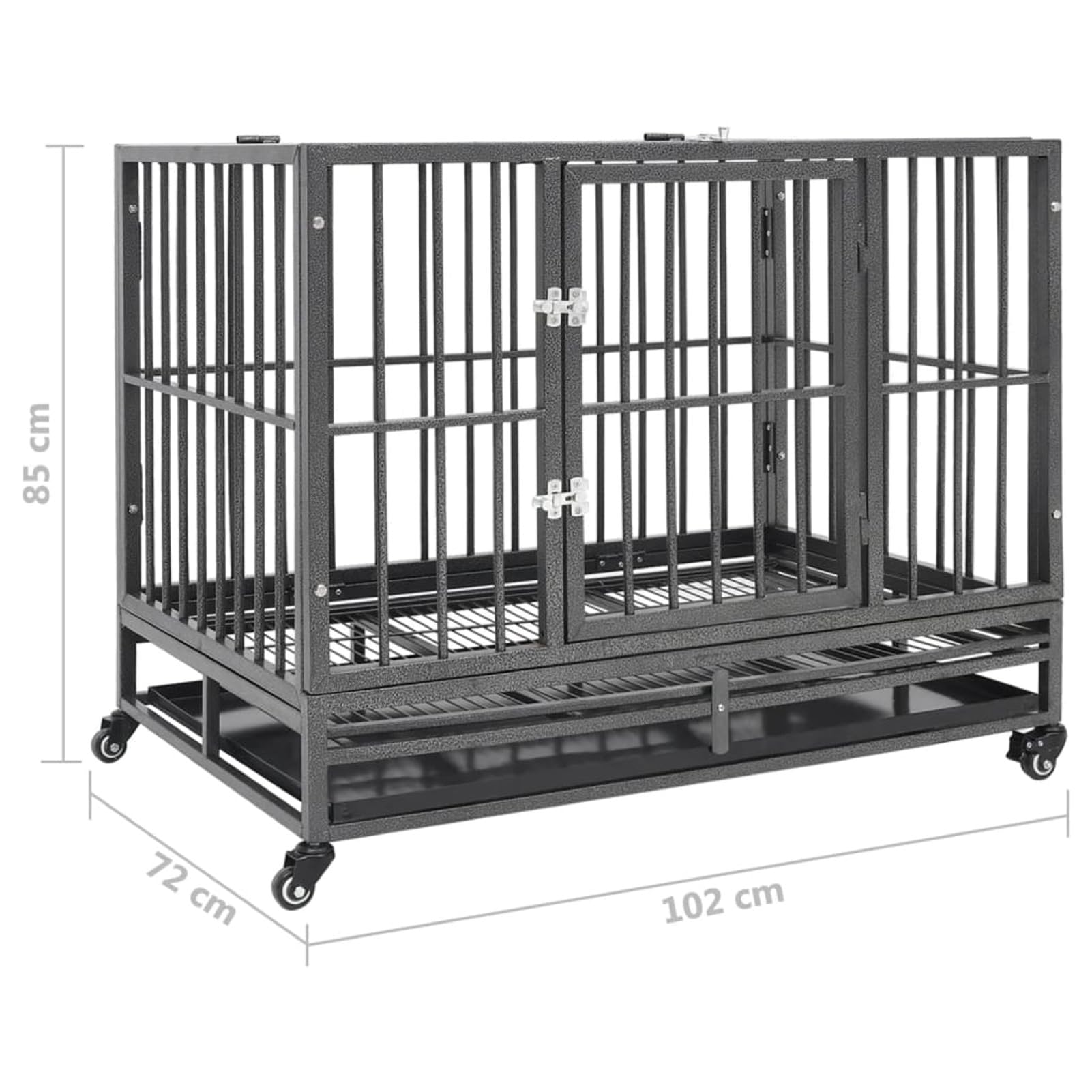 Homgoday Klatka dla psa, klatka dla psa ze stalowymi kołami 102 x 72 x 85 cm, klatka dla psa wewnętrzna klatka dla psa Kennel dla psów klatki dla psów ogrodzenie dla psów na zewnątrz
