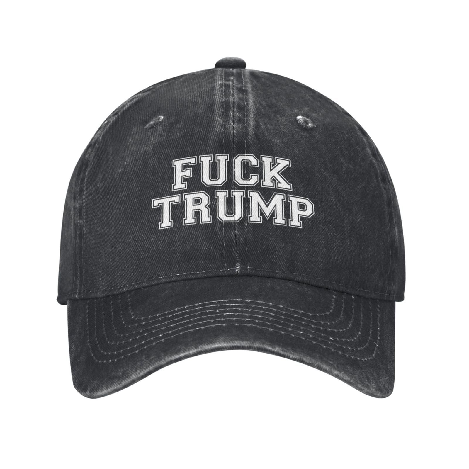 Anceky Unisex Black Anti Trump Fuck Trump Hat For Men Baseball Caps Vintage Cap