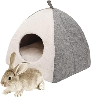 Hamiledyi Extra Large Rabbit Bed,Bunny Warm Cave Bed House Cozy Foldable Winter Nest for Dwarf Rabbits Guinea Pig Ferret Chinchilla Bunny Cats