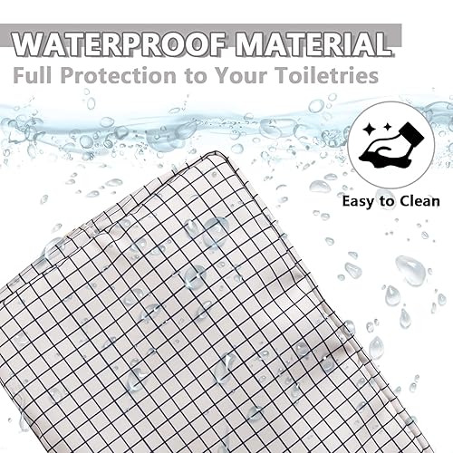 Miniatura 3 de Bolsa grande de maquillaje impermeable, bolsa de almacenamiento de artículos de tocador de viaje para mujeres, bolsa de cosméticos a cuadros para