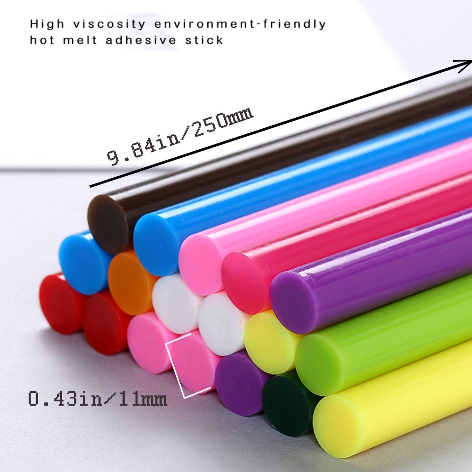 Colored Hot Glue Sticks,Length 9.84 in, 0.43 in Dia,20pcs, Large Hot Melt Glue Sticks for Glue Gun,Adhesive for Materials for Kids, DIY Art Craft, Sealing Dent Repair and Gluing Projects