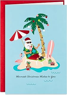 Hallmark Boxed Christmas Cards, Tropical Santa (16 Cards and 16 Envelopes) Warmest Christmas Wishes