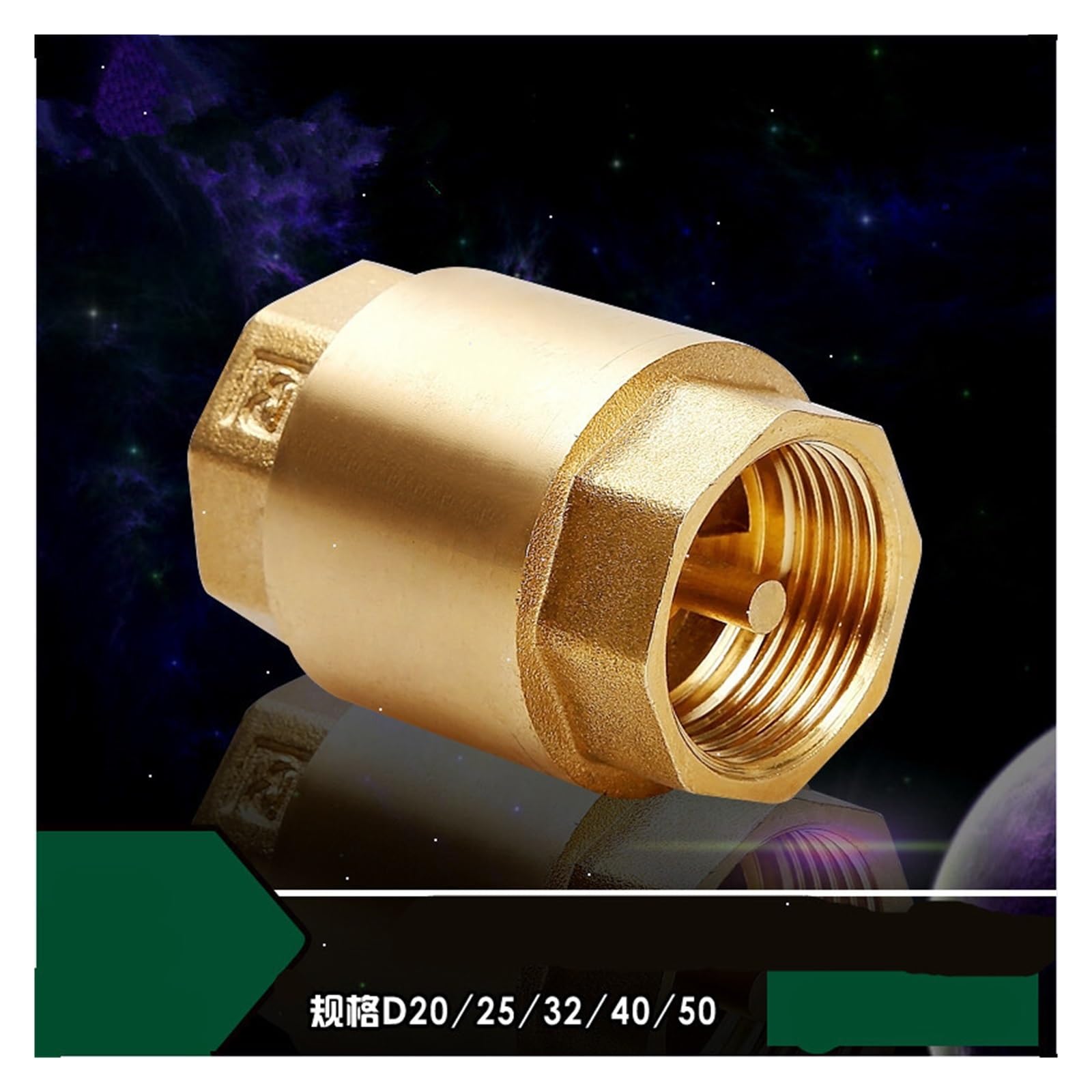 Valvola di ritegno Valvola di ritegno, valvola di non ritorno, valvola di ritegno a molla in linea in ottone con filettatura femmina NPT diametro 25 mm 200 WOG for il controllo dell'acqua(1l1 Inch)