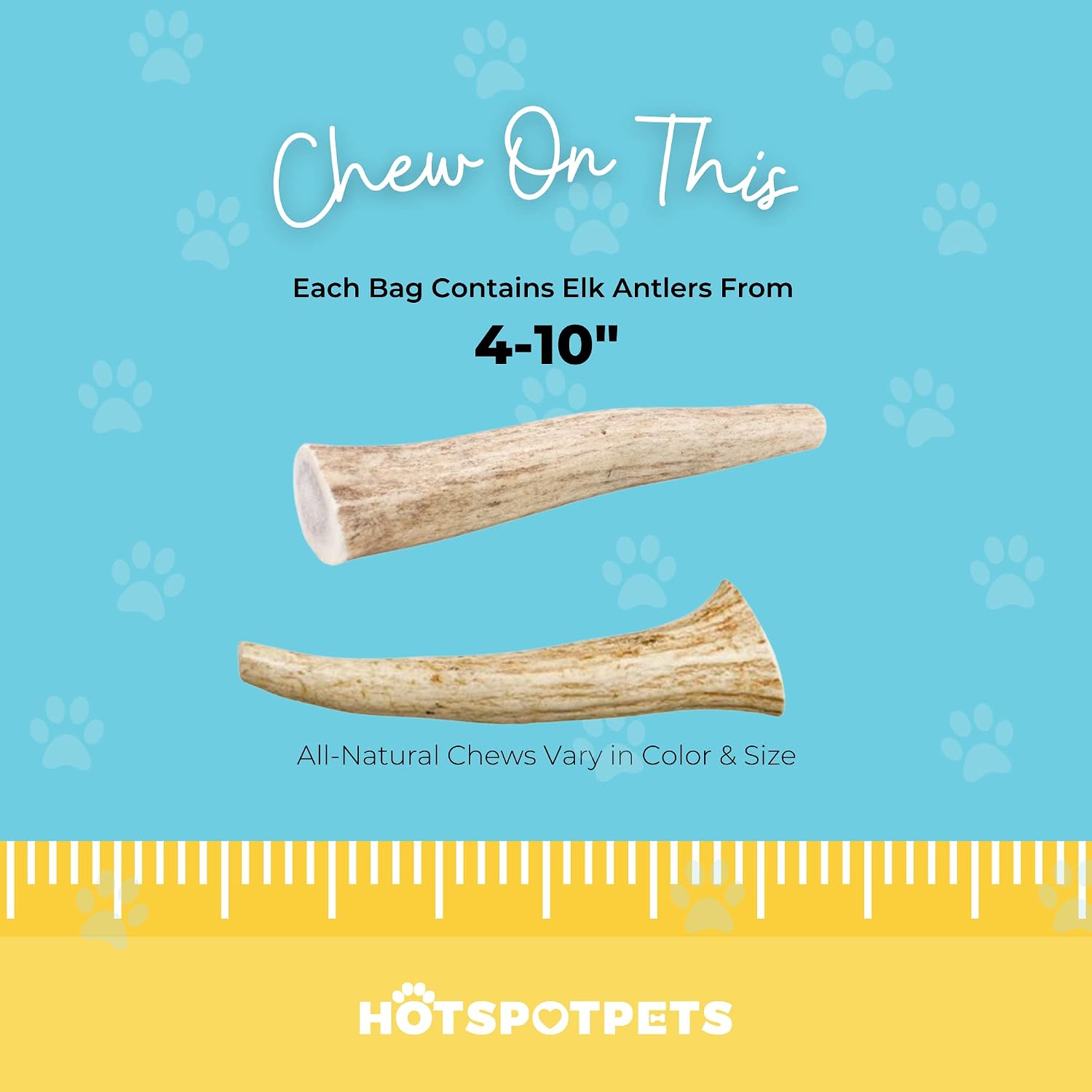 hotspot pets Premium Elk Antlers for Dogs - 4-10 Inch Large Dog Antler Chews (1LB Bag) Naturally Shed Antler Bone for Large Breed Aggressive Chewers - Made in USA - Promotes Dental Hygiene