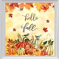 Vista 7 de Whaline 9 hojas de calcomanías coloridas de doble cara para ventana de otoño, Acción de Gracias, pájaro, calabaza, hoja de arce, calcomanías