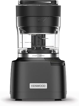 Kenwood Duo Prep CHP80.000BK, Food Chopper and Grinder 2-in-1 with Serrated Quadblades, High Speed Compact Grinder, Non Slip Base, Dishwasher Safe, 800W, Black