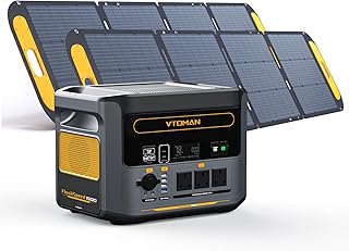 VTOMAN FlashSpeed 1500 Power Station with 2*220W Pro Solar Panel, 1500W/1548Wh LiFePO4 Battery Solar Generator with 230V AC Output/Input, 100W USB Port, Full Charge within 1H for Camping, Home Backup
