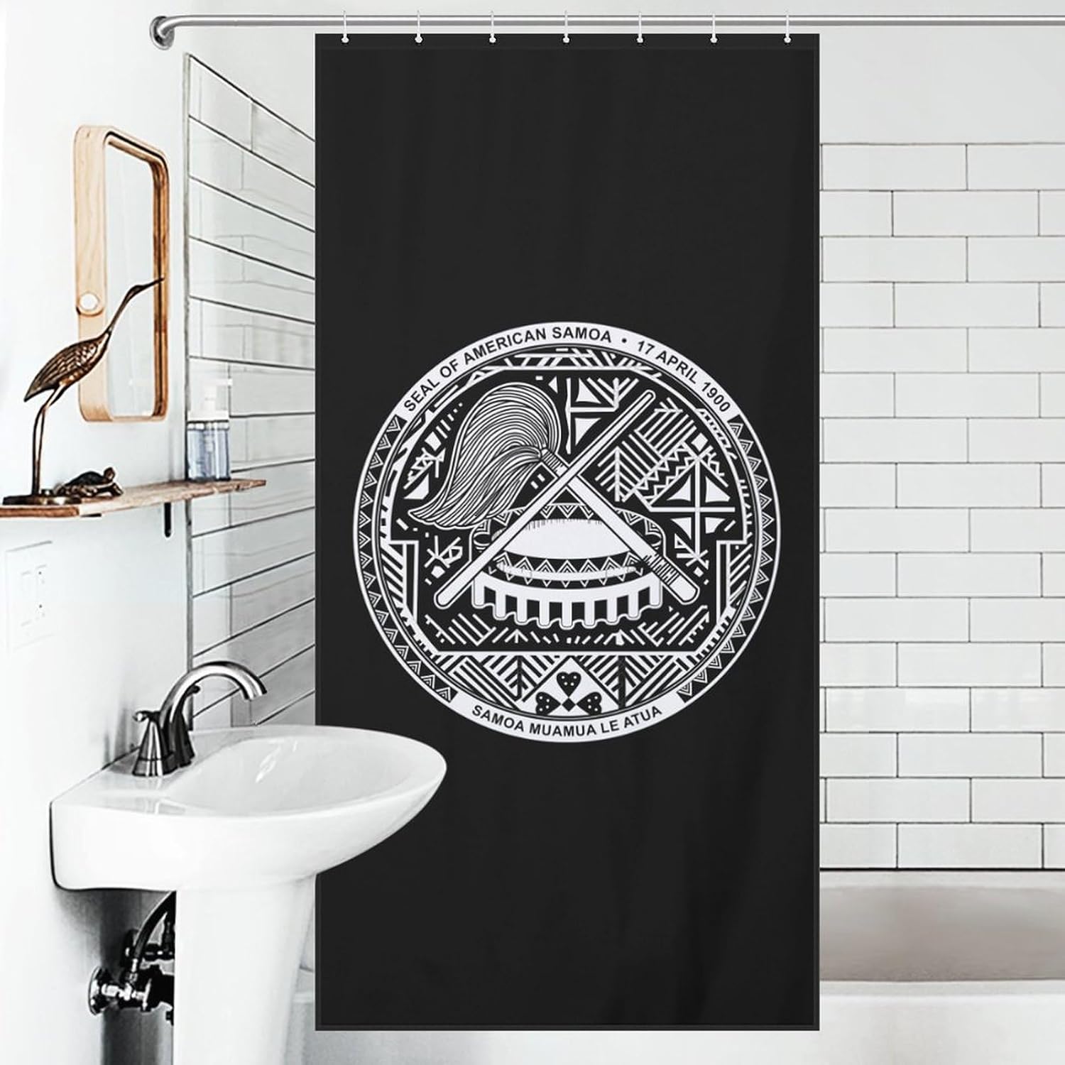 Seal of U.S. Samoa Funny Shower Curtains Washable Bath Curtain Liner with Hooks for Bathroom Bath Tubs 36x72Inch（92x183cm）