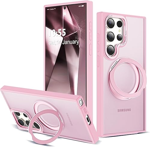 Miniatura 59 de Funda para Samsung Galaxy S25 con soporte de anillo magnético giratorio de 360°, compatible con protección militar Mag-Safe, a prueba de golpes,