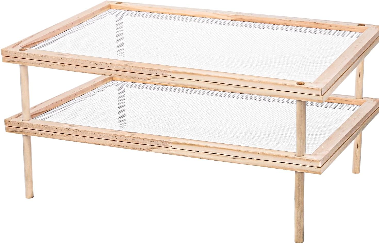 Lemecima Set of 2 Wood Pasta Drying Rack, Flower Drying-Rack, Food Dryer Stand with 2 Layer Drying-Storage for Drying Pasta Flowers Plant Bud