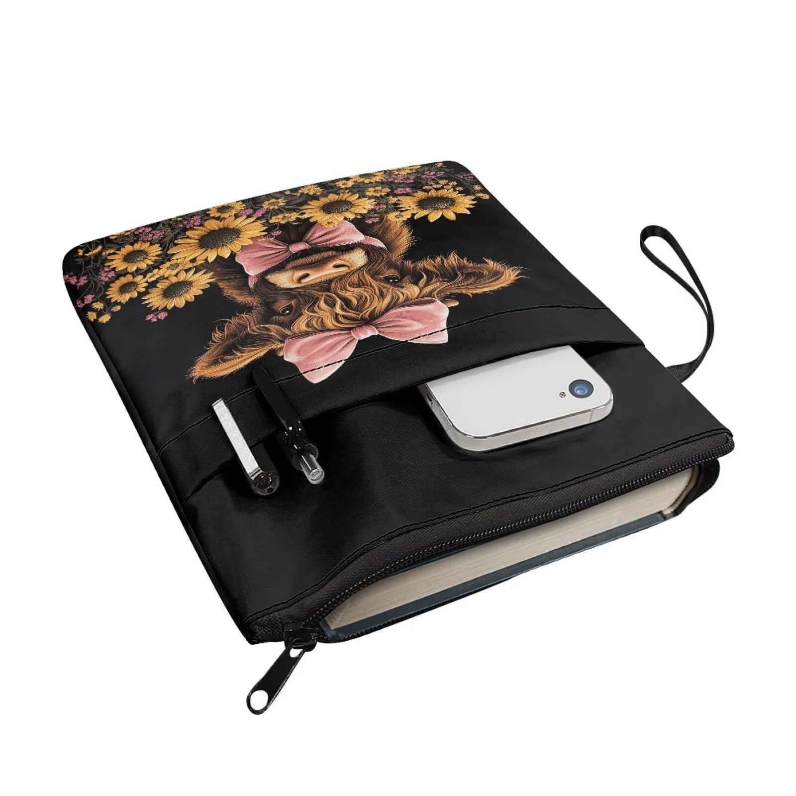UOIMAG Highland Cow Book Pouch for Girls Secondary School Book Sleeve for Women Cute Lightweight - Image 2
