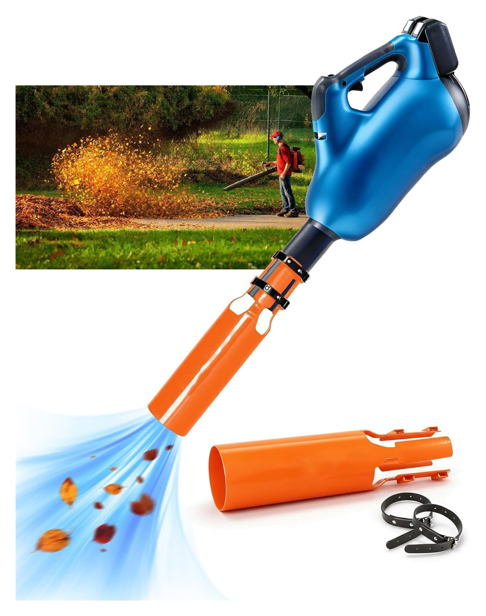 Soplador de aire para soplador de hojas, accesorio de soplador de hojas diseñado basado en el efecto Venturi, el amplificador de flujo de aire de 2ª generación, duplicando la cantidad de aire de tus