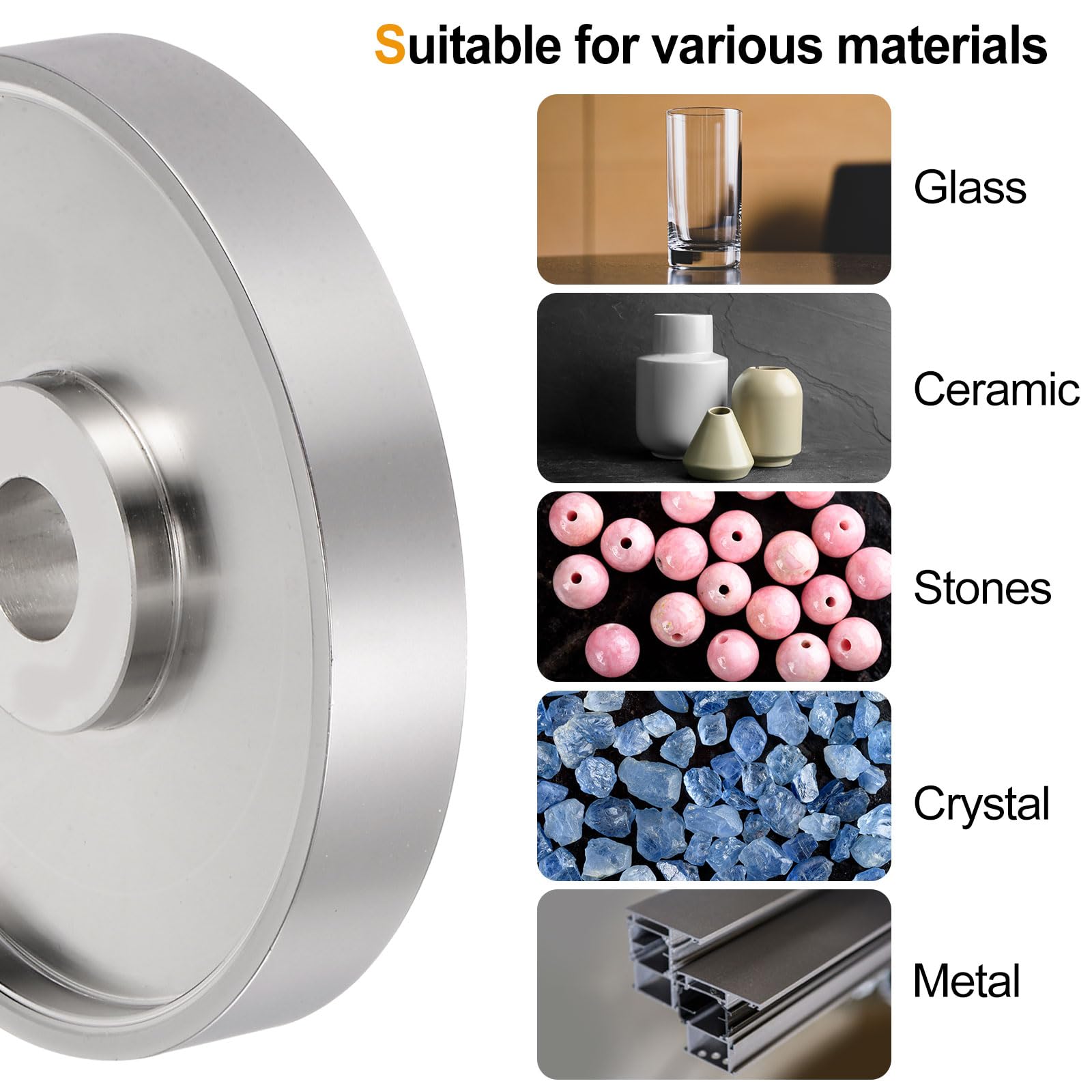 sourcing map Diamant-Schleifscheibe 6 Zoll x 1 Zoll Bohrung 2500 Körnung Schleifscheiben für Steine, Marmor, Glas, Keramik, Kristall, Karbid, Stahl