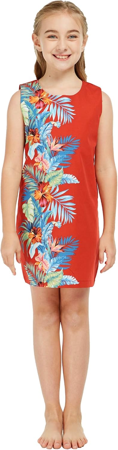 Girl Hawaiian Tank Dress in Orchid Paradise Navy