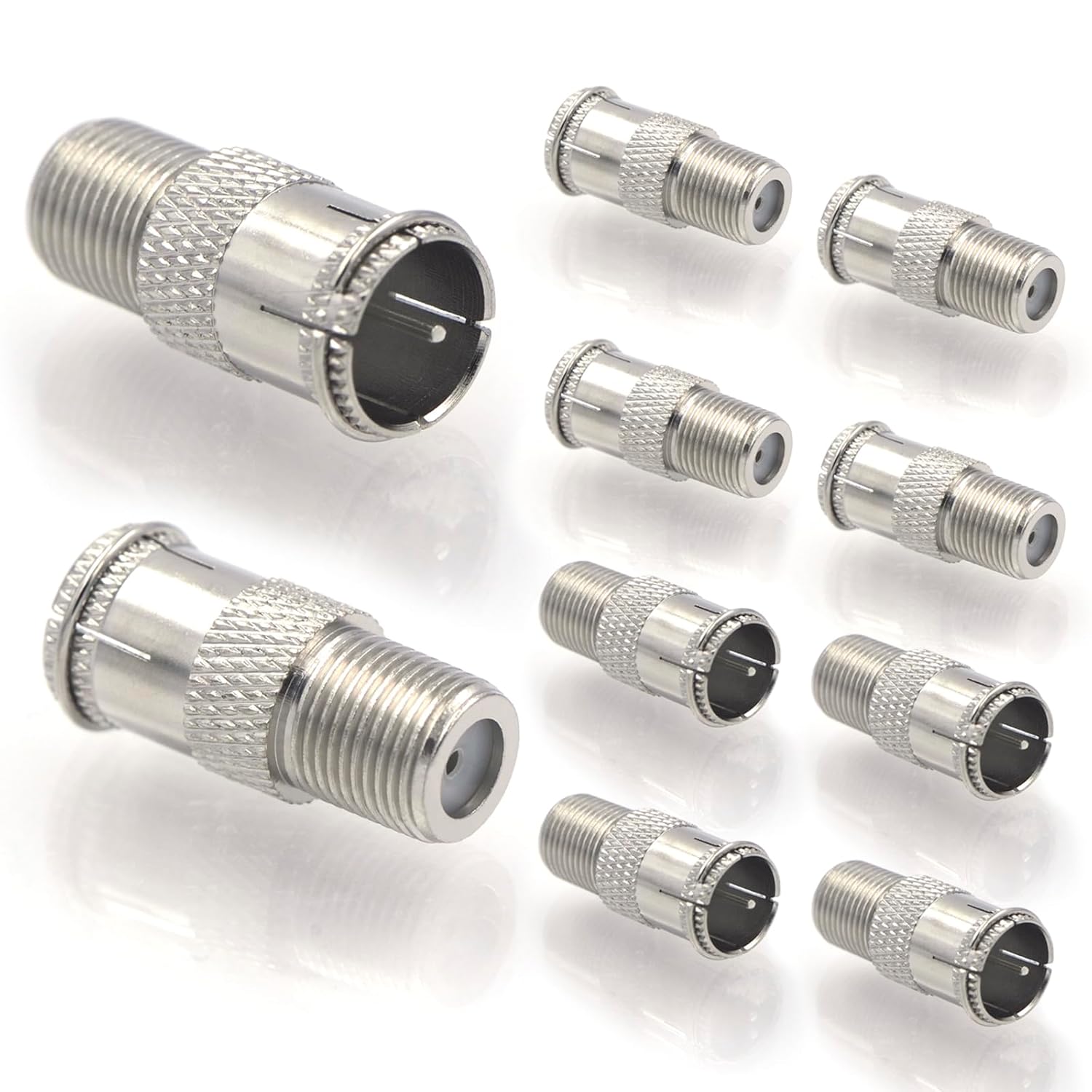 VCE RG6 Coaxial Cable Connector, 10Pack Quick Push On Male to F Type