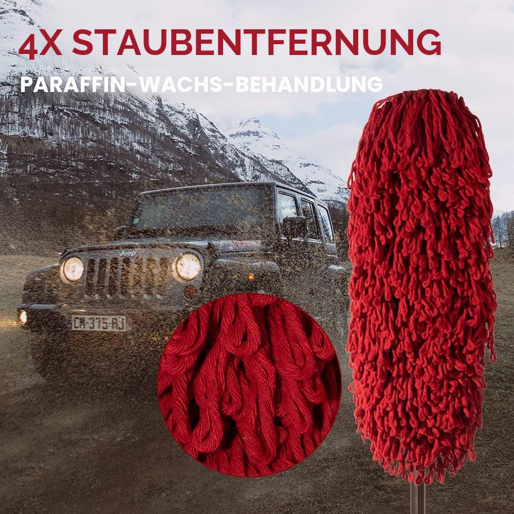 Auto-Staubwedel außen kratzfrei, Auto-Staubbürste mit ausziehbarem Teleskopgriff zum Entfernen von Staubpollen, Staubwedel für Auto, LKW, Wohnmobil und Motorrad, großer