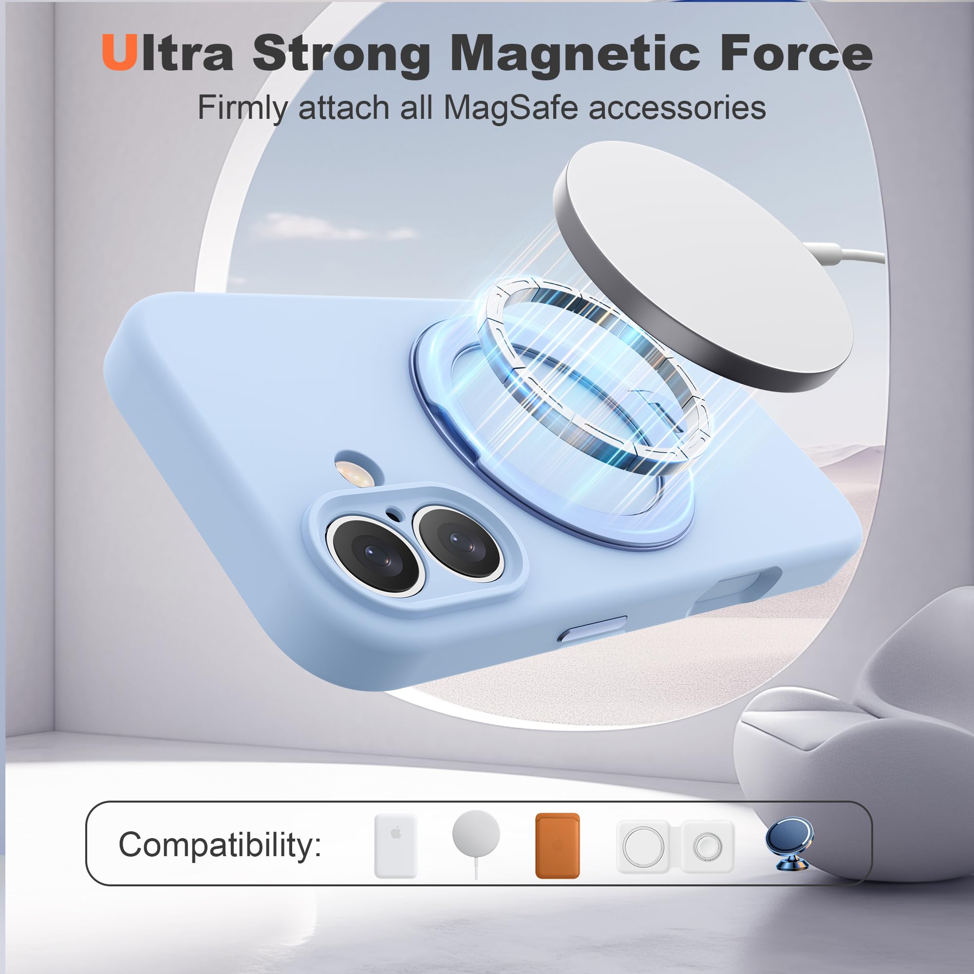 Funda para iPhone 16 con soporte giratorio de 360°, 6.1 pulgadas