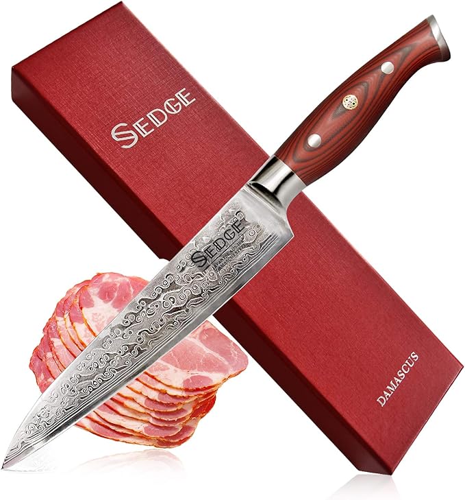 Sedge Slicing Knife Japanese Damascus AUS10V High Carbon